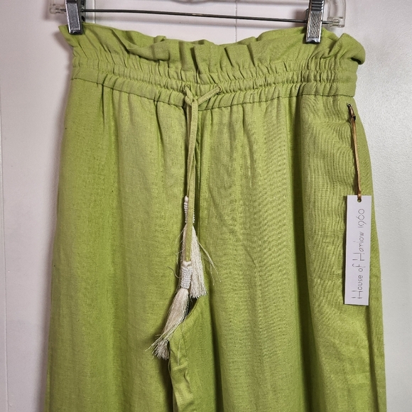 House Of Harlow 1960 Lime Green Linen Blend High Rise Wide Leg Pants Size XS - Picture 6 of 13